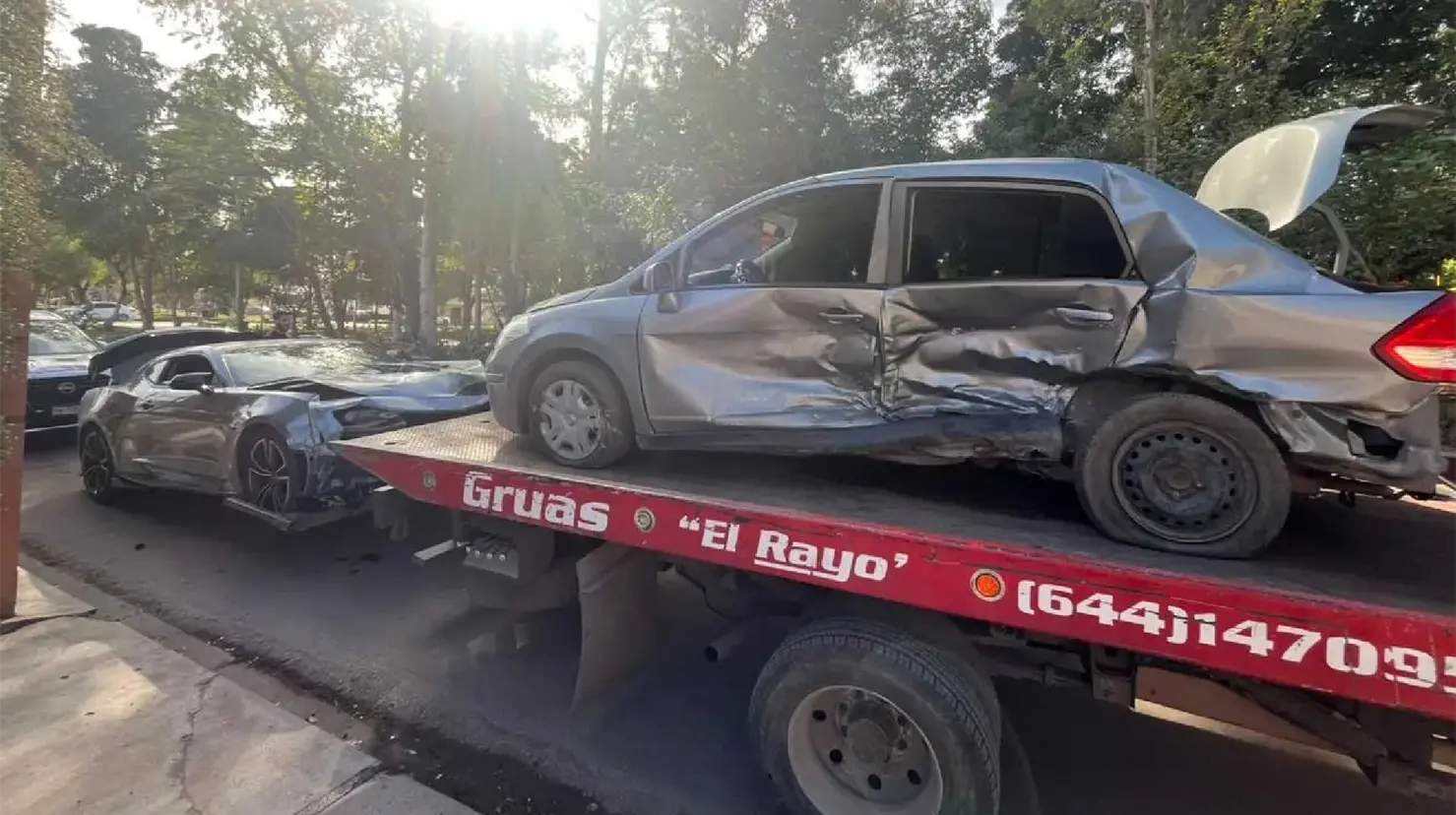 Se registra aparatoso choque en el bulevar Ramírez, al sur de Ciudad Obregón