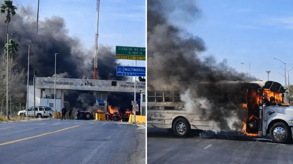 Vehículos incendiados y bloqueos en distintos puntos de Reynosa generaron caos vial y temor entre la población durante la mañana de este domingo.