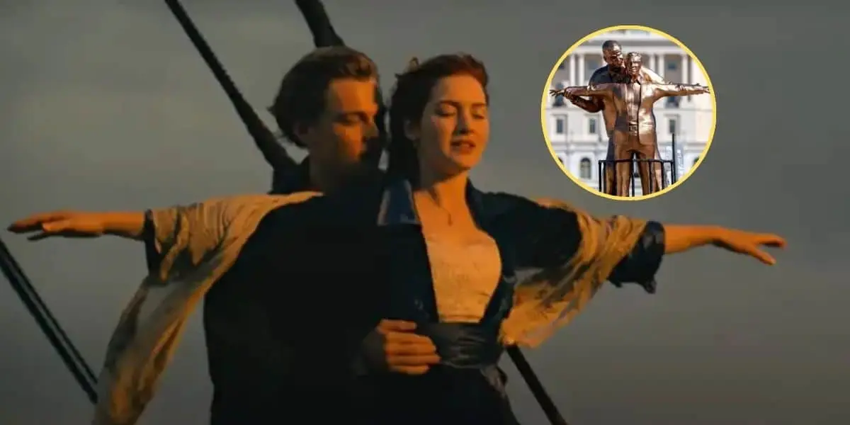 Escultura satírica colocada en el National Mall muestra a Donald Trump y Jeffrey Epstein recreando la famosa escena de Titanic.