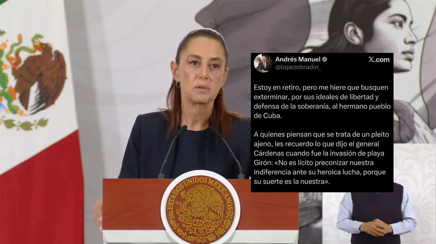 Claudia Sheinbaum respalda mensaje de López Obrador en apoyo a Cuba