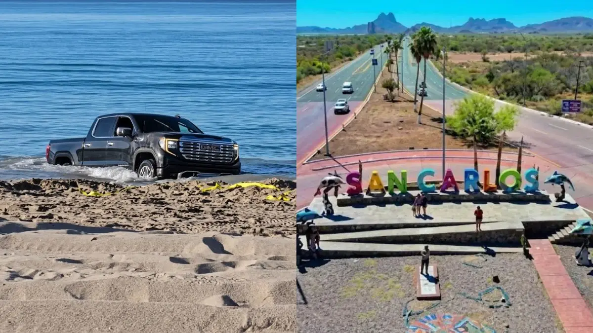 Unidad quedó atascada en la arena a la orilla del mar, escena que fue grabada por visitantes y difundida en redes sociales.