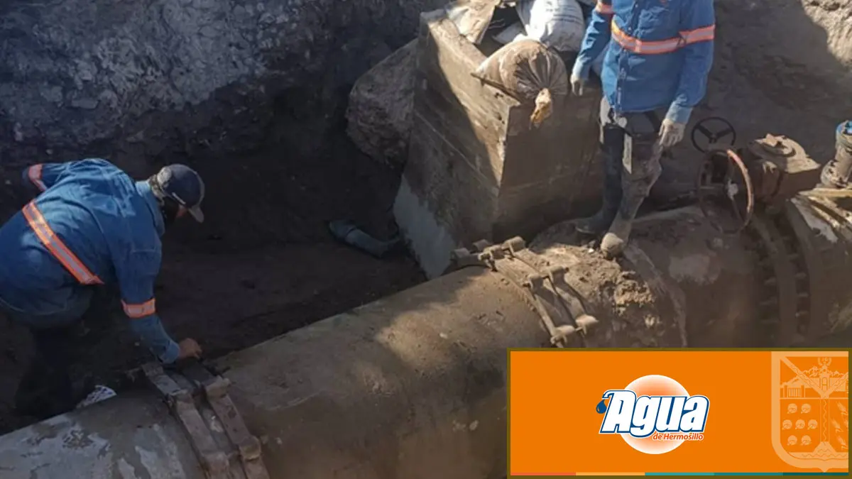 Trabajos de infraestructura en el cruce de bulevar Obregón y Garmendia provocarán la suspensión temporal del servicio de agua en más de 30 colonias de la capital. Foto: Agua de Hermosillo.
