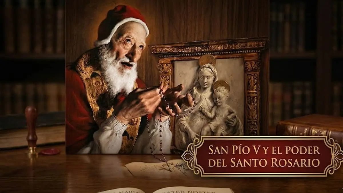 La devoción al Santo Rosario marcó el pontificado de San Pío V, recordado este 30 de abril. Foto generada por IA.