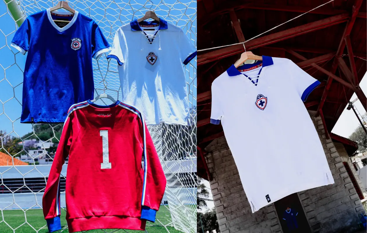 Entre las piezas más destacadas aparece la reedición del jersey blanco de 1932 con cuello y agujeta al frente.
