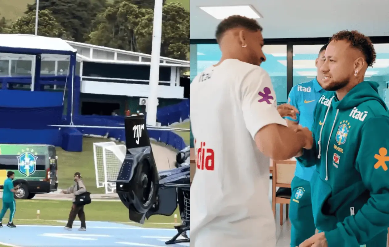 Neymar llega lesionado y en su propio helicóptero a concentración de la Selección de Brasil