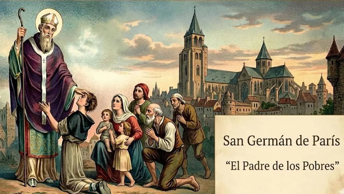San Germán de París dedicó su vida a ayudar a los más necesitados, convirtiéndose en símbolo de humildad, solidaridad y servicio cristiano. Foto generada por inteligencia artificial.