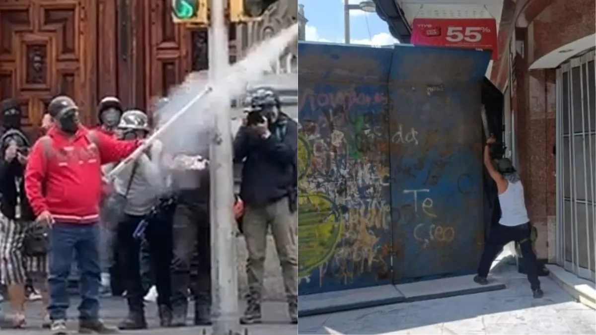 Se registran enfrentamientos durante movilización de la CNTE; reportan un herido en el Centro Histórico de CDMX