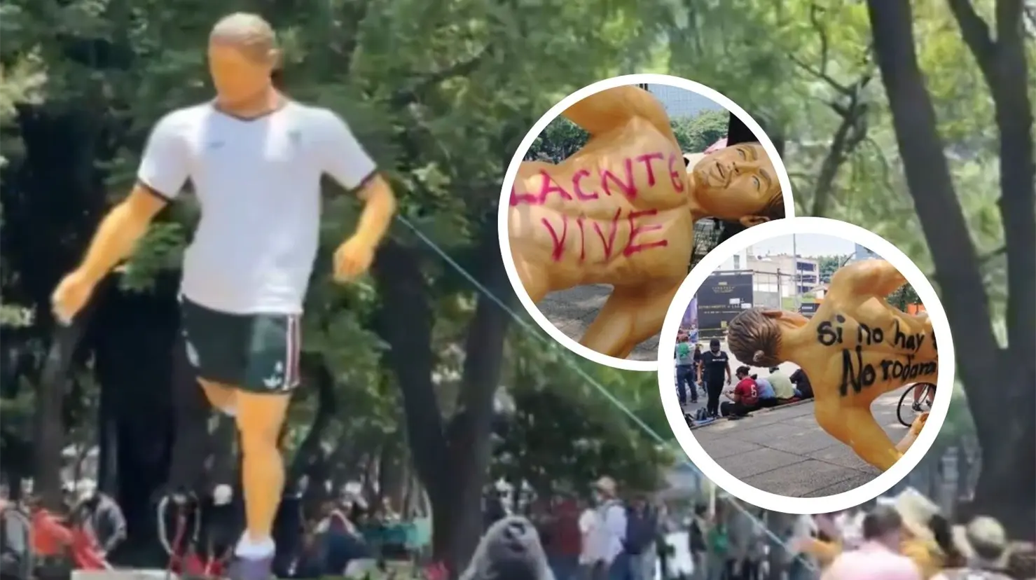 Los manifestantes le retiraron la ropa a las estatuas, escribieron consignas de sus demandas y utilizaron las prendas retiradas de las esculturas para prenderles fuego