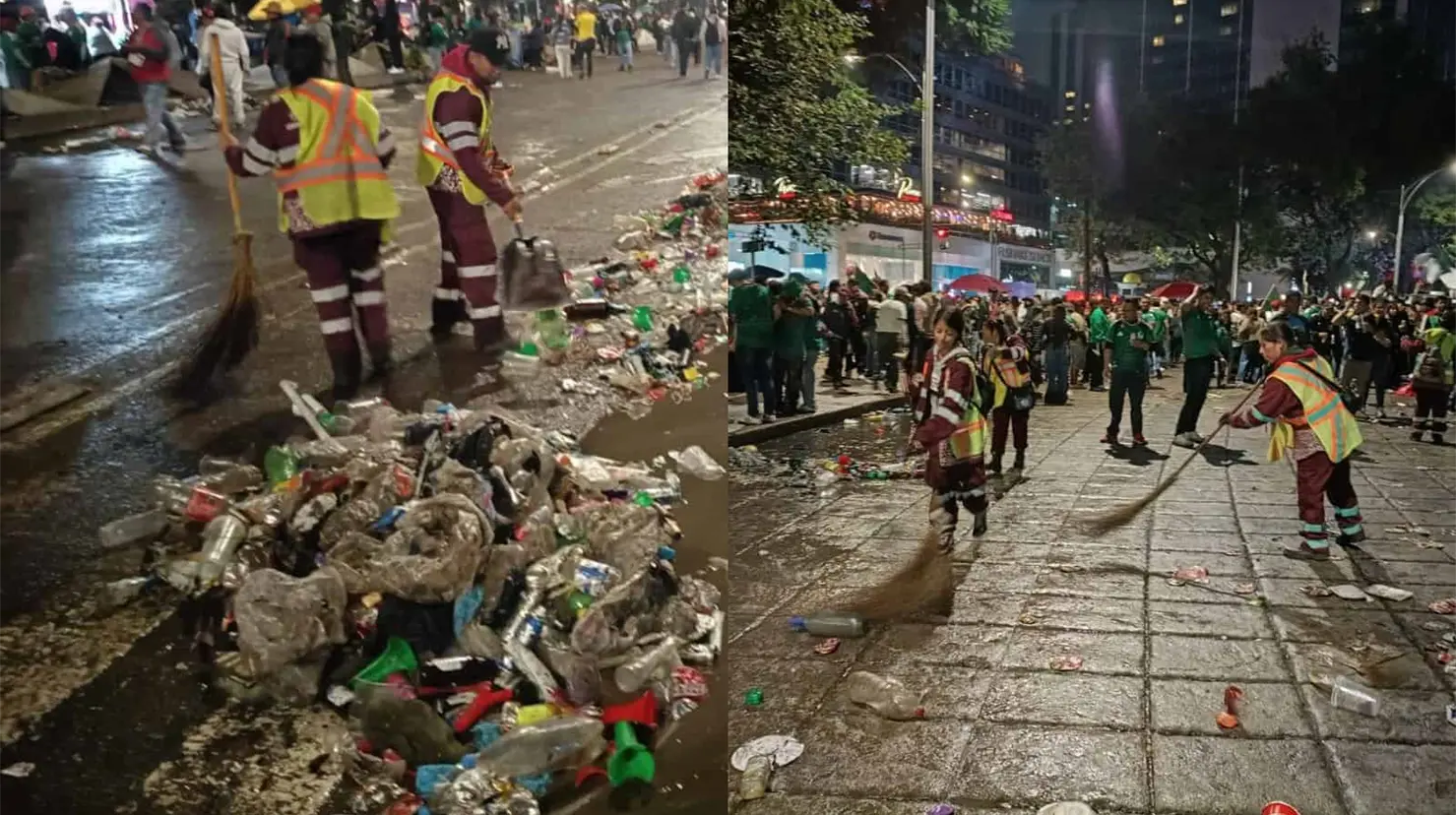 La cifra de residuos recolectados en el Zócalo y Ángel de la Independencia llamó la atención por su magnitud; equivale al peso de 40 automóviles compactos