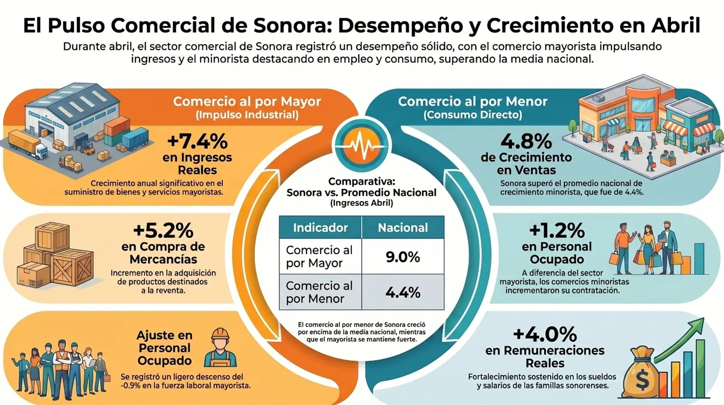 Los resultados del INEGI demuestran que, a pesar de los ajustes inflacionarios, la demanda interna en Sonora mantiene tracción en los comercios locales de atención al público