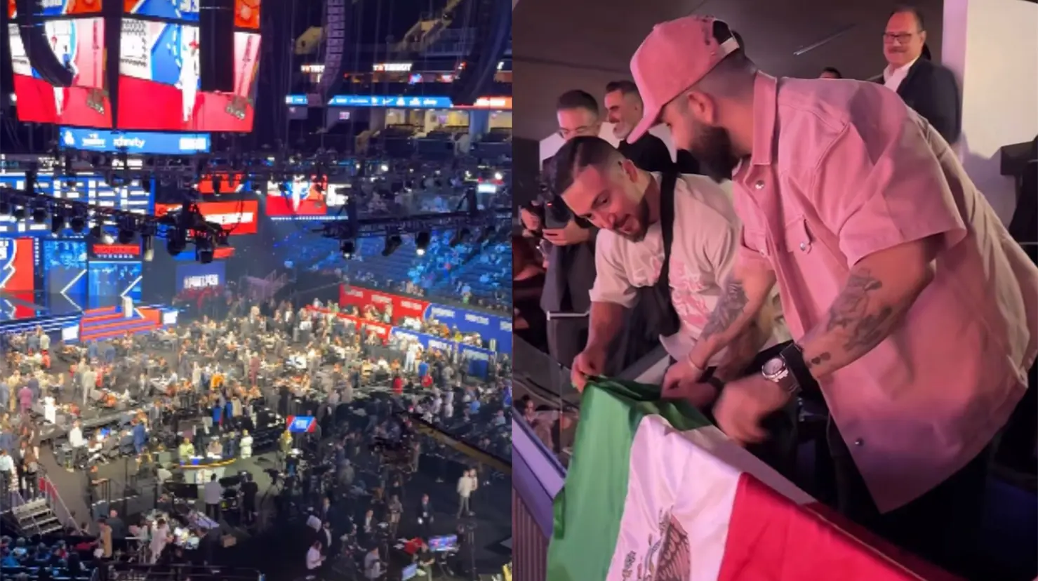Emotiva presencia de Carín León junto a Karim López en el Draft NBA 2026