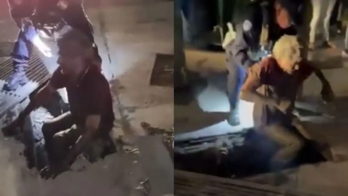Rescatan a hombre atrapado durante 8 horas en un drenaje tras ser arrastrado por la corriente en Apodaca