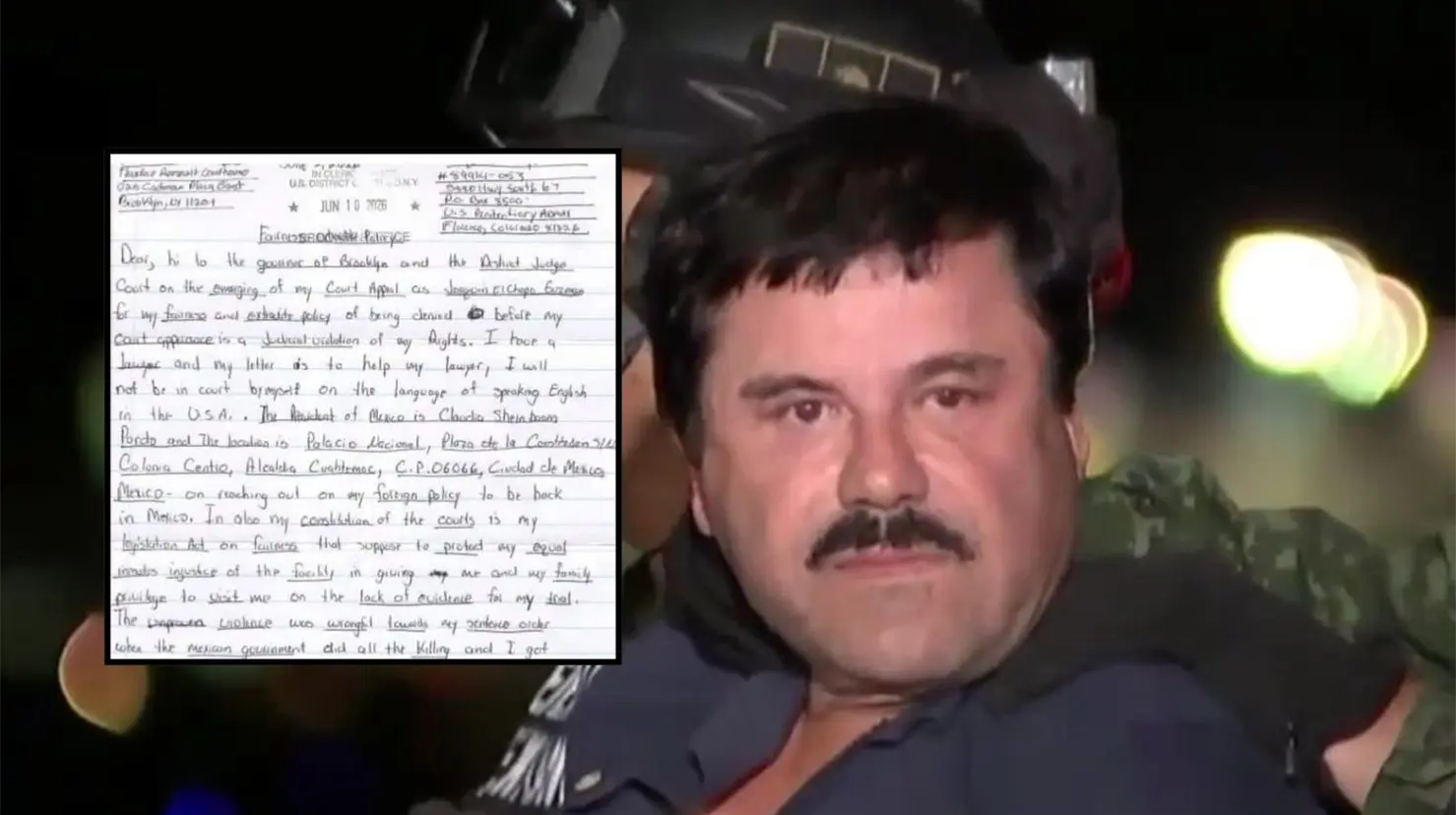 A lo largo del texto, Guzmán Loera denuncia un tratamiento injusto en el sistema penitenciario estadounidense