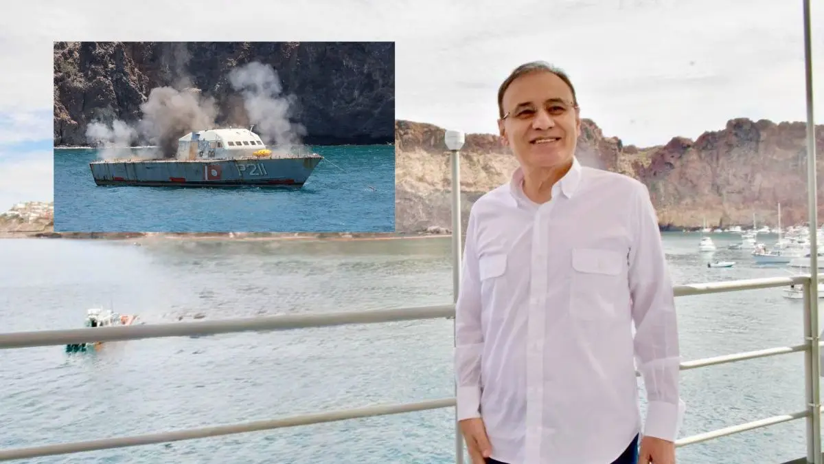 Durazo fortalece el arrecife artificial de Sonora con el hundimiento del exbuque ARM Mariscal