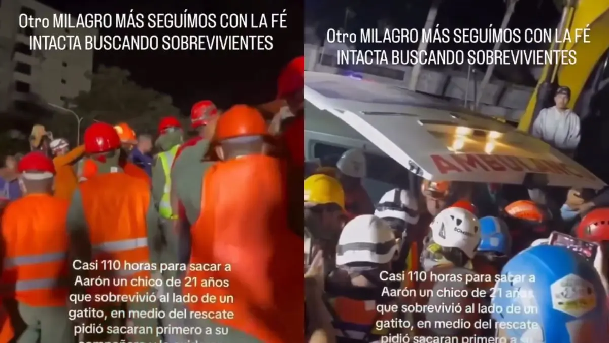 Rescatan a joven junto a su gato luego de estar atrapados 110 horas bajo escombros en Venezuela