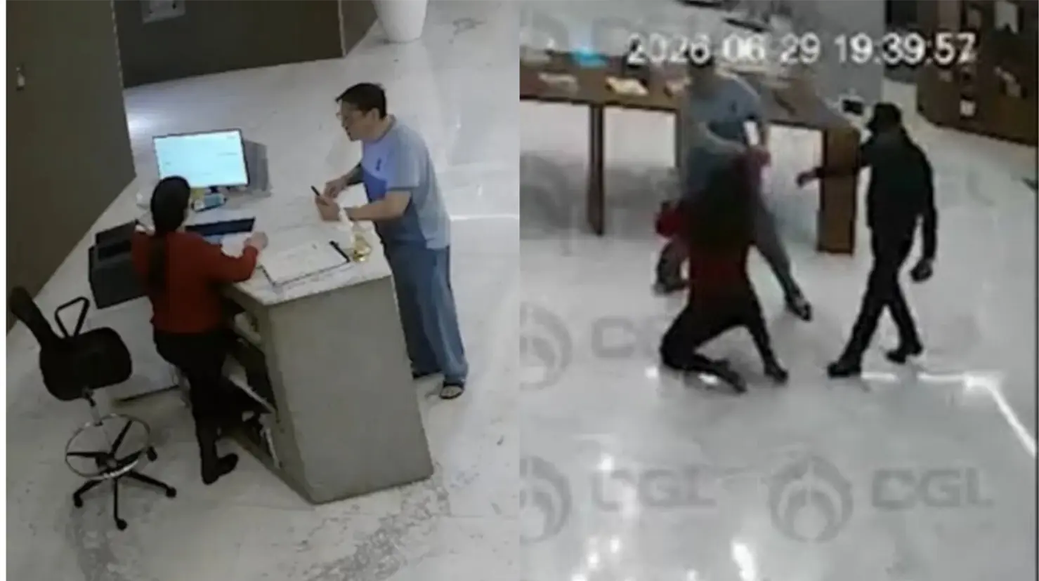 La empleada afirmó que pidió auxilio al personal de seguridad, pero el guardia no intervino de manera inmediata.