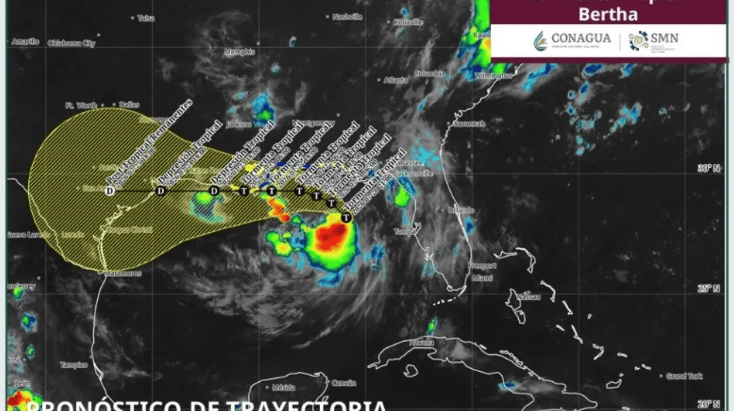 Tormenta tropical Bertha se forma en el Golfo de México; esta es su trayectoria y las zonas bajo alerta