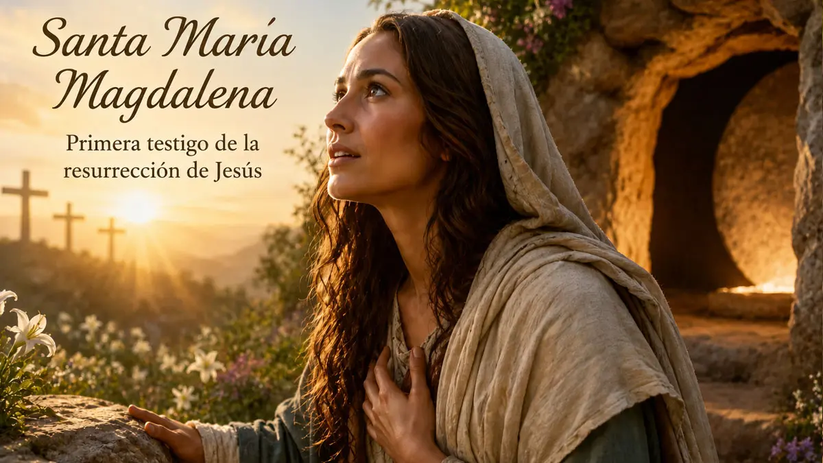 Santa María Magdalena es venerada por la Iglesia Católica como la primera testigo de la resurrección de Jesucristo y ejemplo de fe, conversión y anuncio del Evangelio.