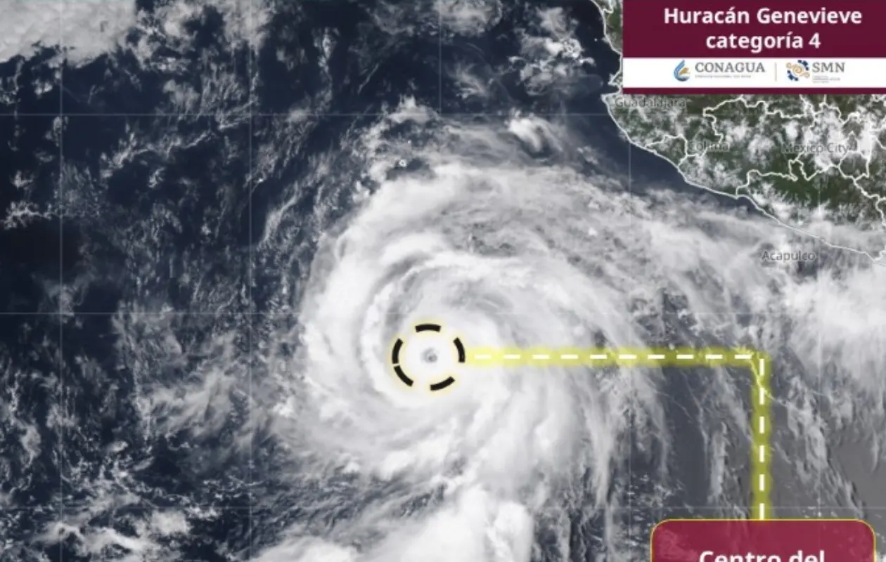 Huracán Genevieve llega a categoría 4 en el Pacífico mexicano