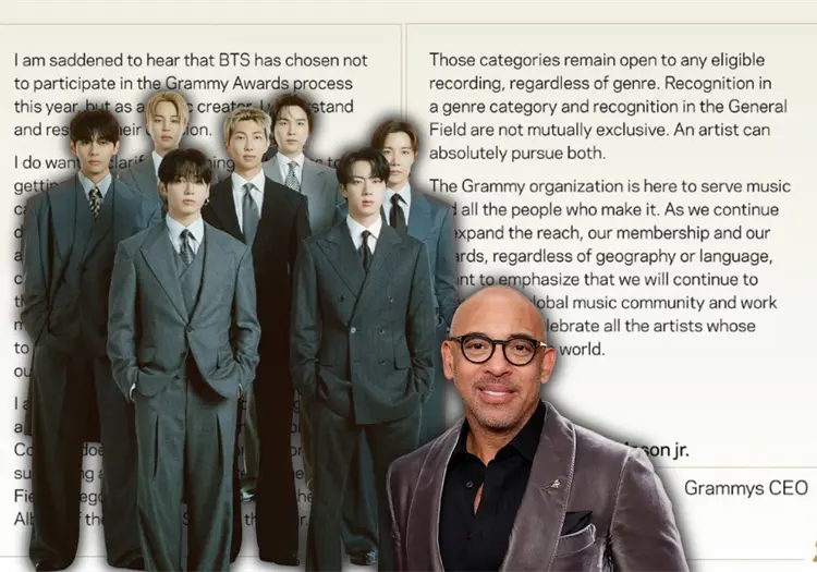 CEO de los Grammy responde al rechazo de BTS a participar en los premios de 2027: “Me entristece”