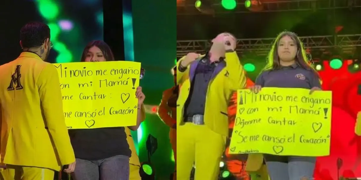 Una cartulina con un mensaje inesperado llamó la atención de La Arrolladora Banda El Limón, que invitó a una asistente a cantar frente a miles de personas durante su concierto.