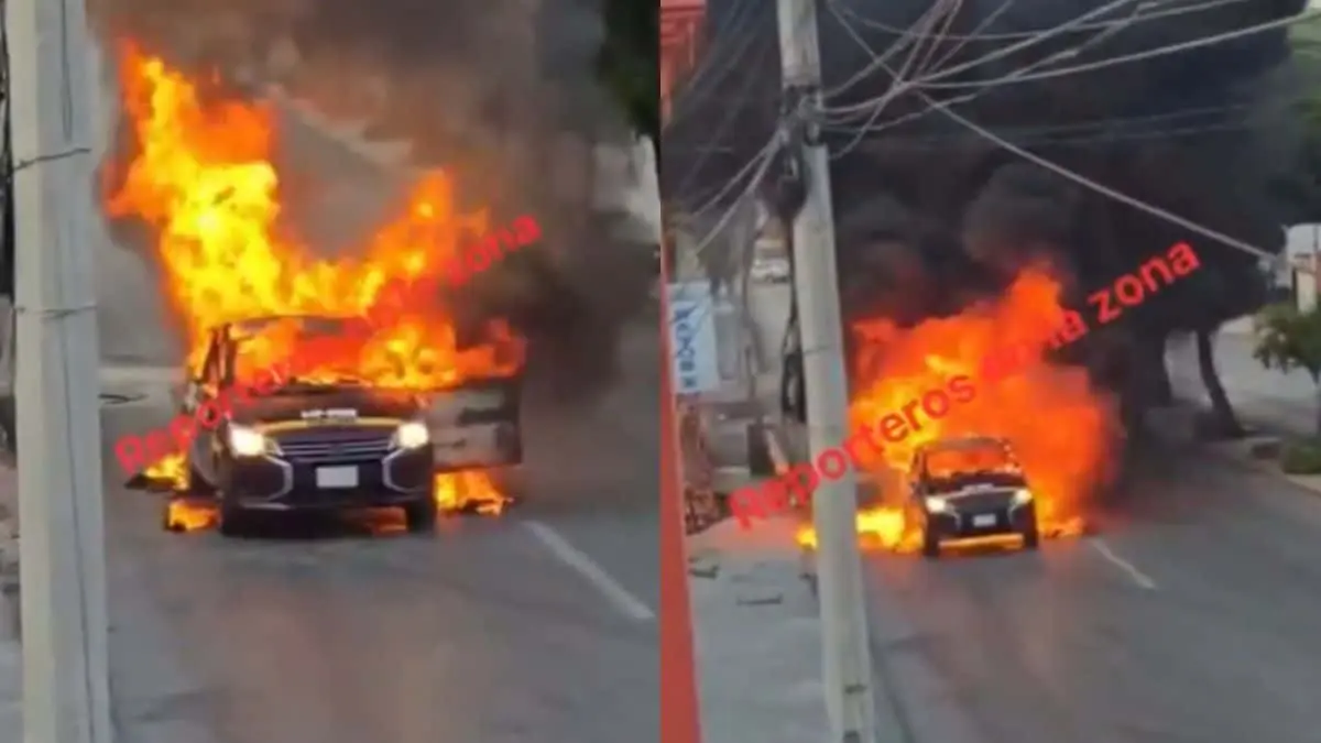VIDEO | Explosión de tanque de gas incendia automóvil en Tamaulipas; conductor resulta con graves quemaduras