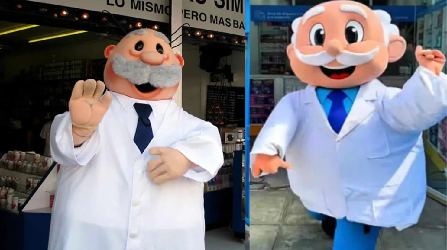¿Copia del Dr. Simi? Dr. Guali, la botarga peruana viral que se parece al personaje de Farmacias Similares
