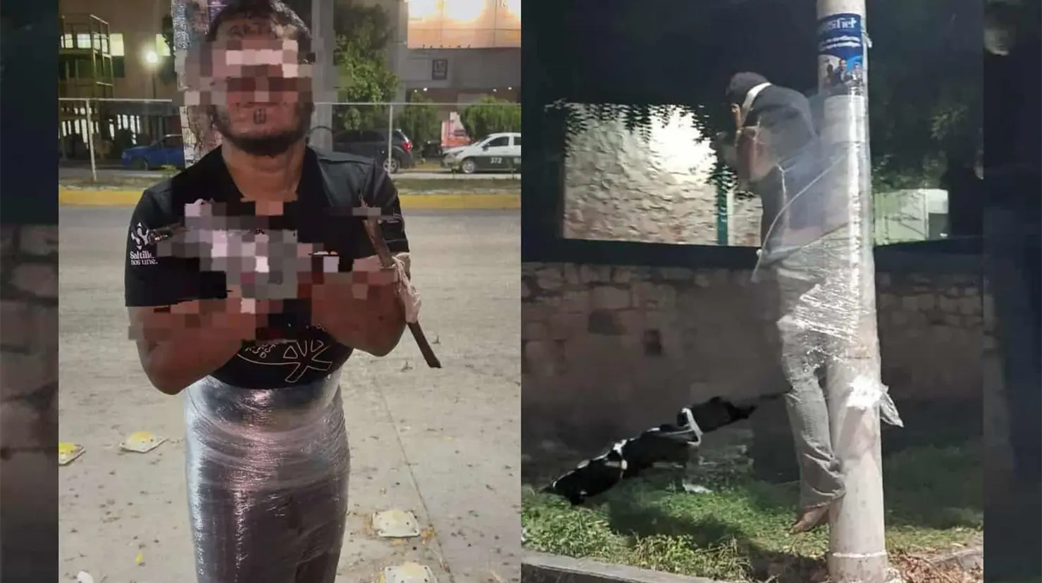 Hallan a hombre emplayado y atado a un poste frente a hospital del IMSS en SLP; tenía graves heridas