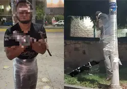 Hallan a hombre emplayado y atado a un poste frente a hospital del IMSS en SLP; tenía graves heridas