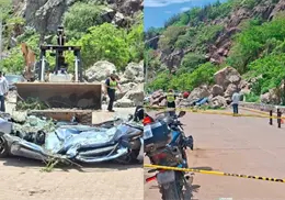 VIDEO | Así quedaron los vehículos aplastados tras deslave en cerro de Sinaloa