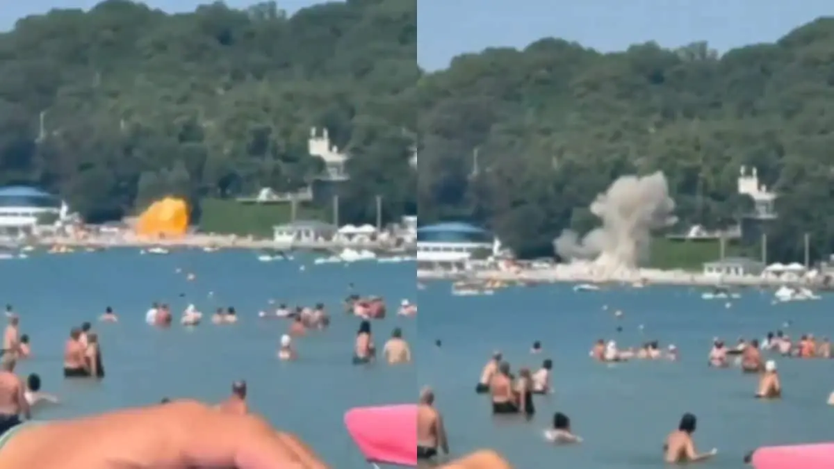 VIDEO | Así fue el momento de la explosión del dron que dejó a 7 personas muertas y 40 heridas en playa de Rusia