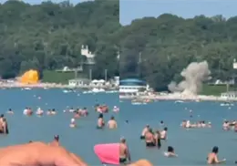 VIDEO | Así fue el momento de la explosión del dron que dejó a 7 personas muertas y 40 heridas en playa de Rusia