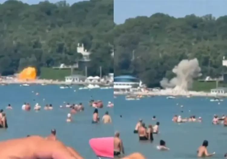 VIDEO | Así fue el momento de la explosión del dron que dejó a 7 personas muertas y 40 heridas en playa de Rusia