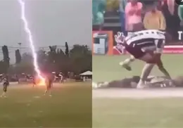 VIDEO | Futbolista muere tras ser alcanzado por un rayo durante un partido; nueve jugadores más resultan heridos