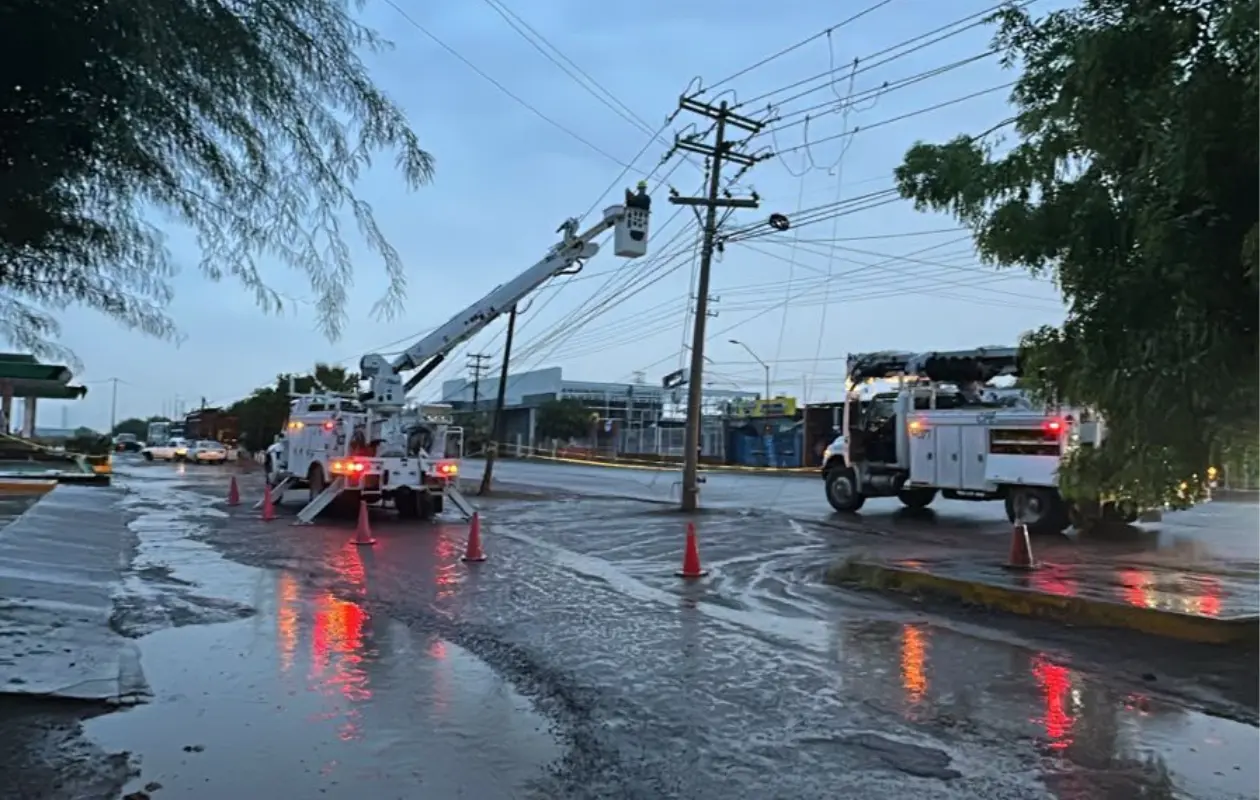 CFE restablece 62.1% de la energía eléctrica en Cajeme tras fuertes lluvias y vientos
