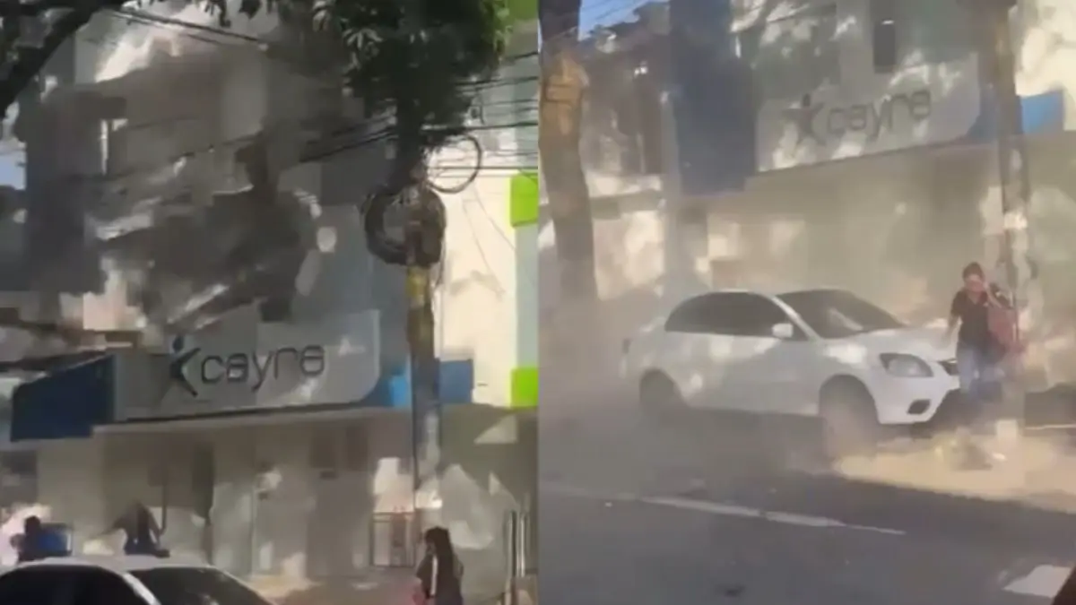 VIDEO | Balcón colapsa sobre varias personas durante el terremoto de 7.4 en Colombia