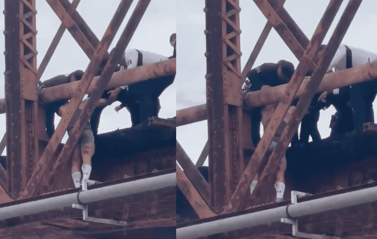 Policías rescatan a hombre que intentó arrojarse de puente en Hermosillo