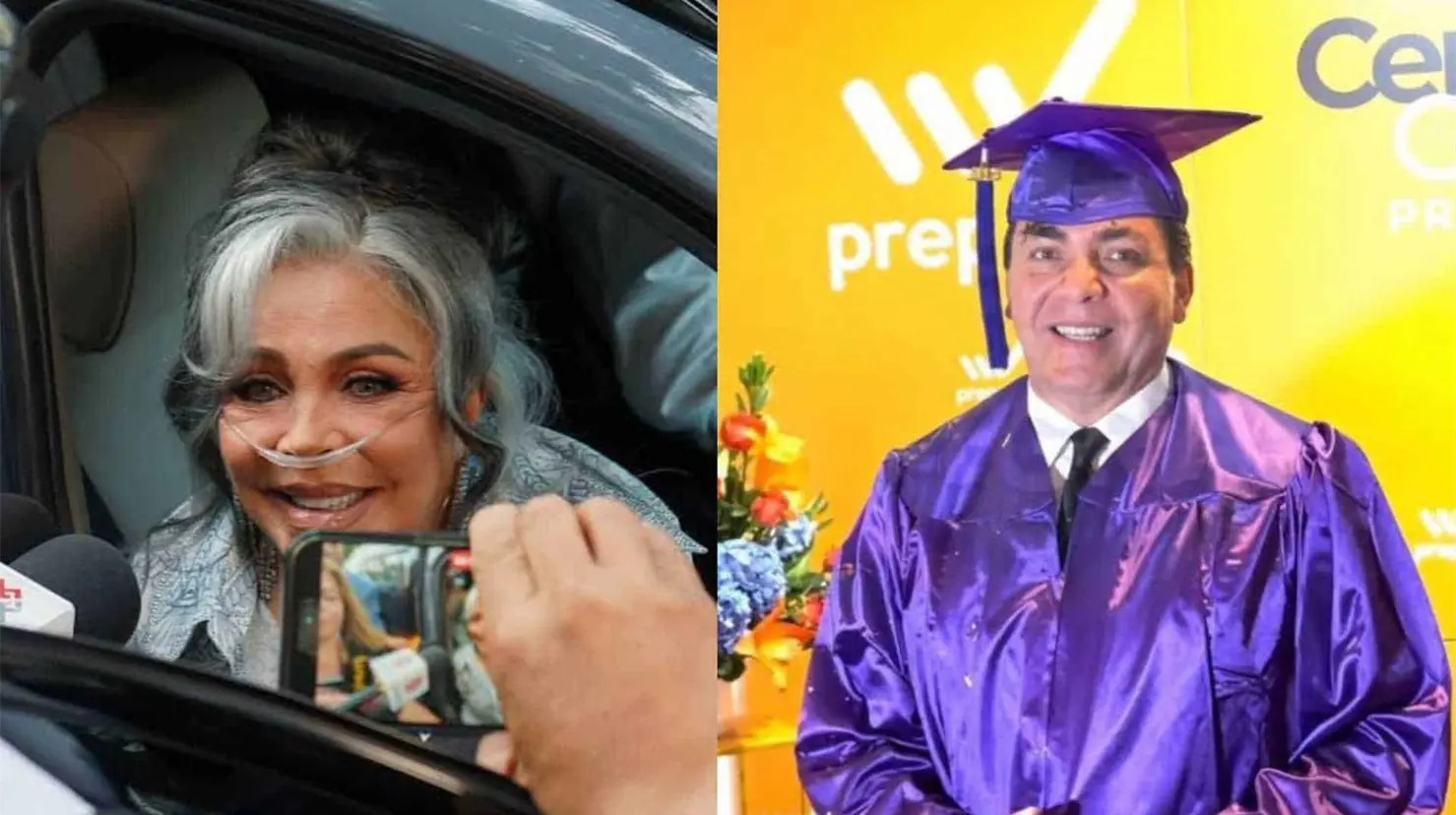 Verónica Castro llega con tanque de oxígeno a la graduación de su hijo Cristian Castro