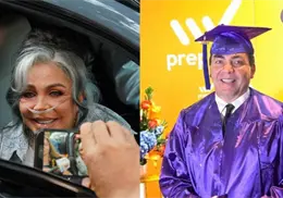 Verónica Castro llega con tanque de oxígeno a la graduación de su hijo Cristian Castro