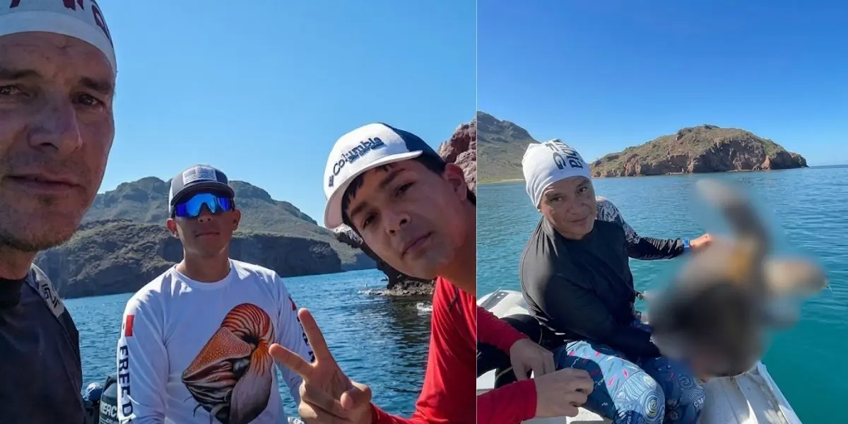 Los jóvenes retiraron una red que mantenía atrapada a la caguama y posteriormente la liberaron para que regresara a su hábitat natural.