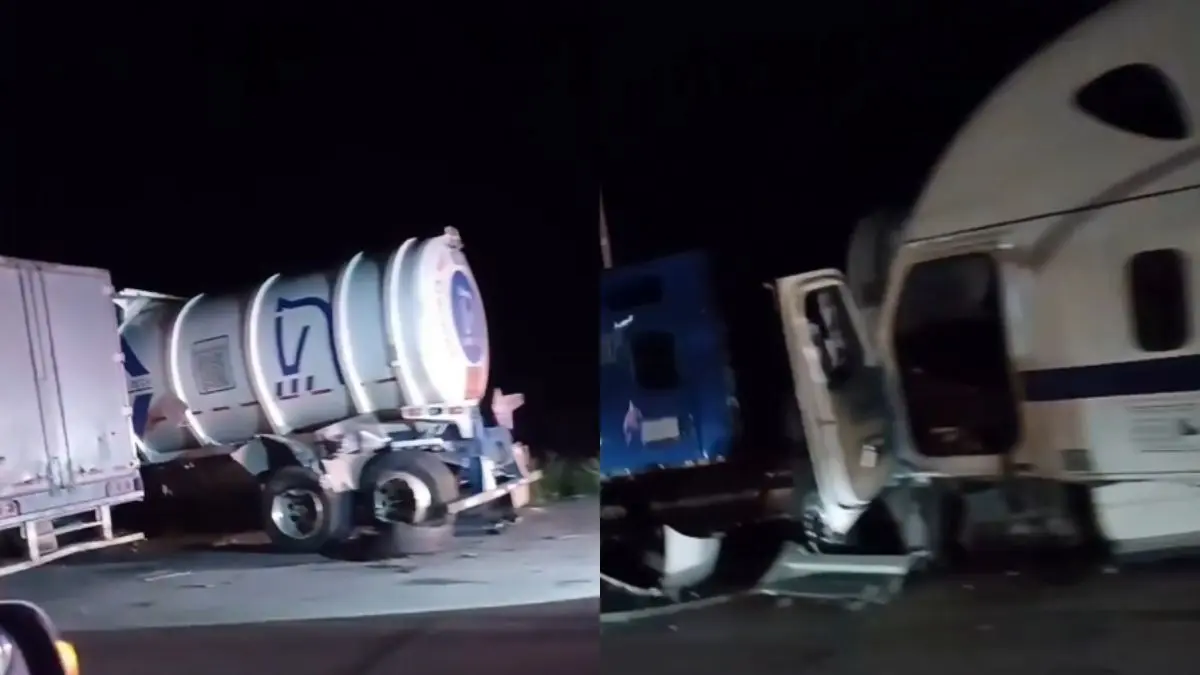VIDEO | Choque entre tráiler y pipa moviliza a autoridades en la carretera Guaymas-Hermosillo