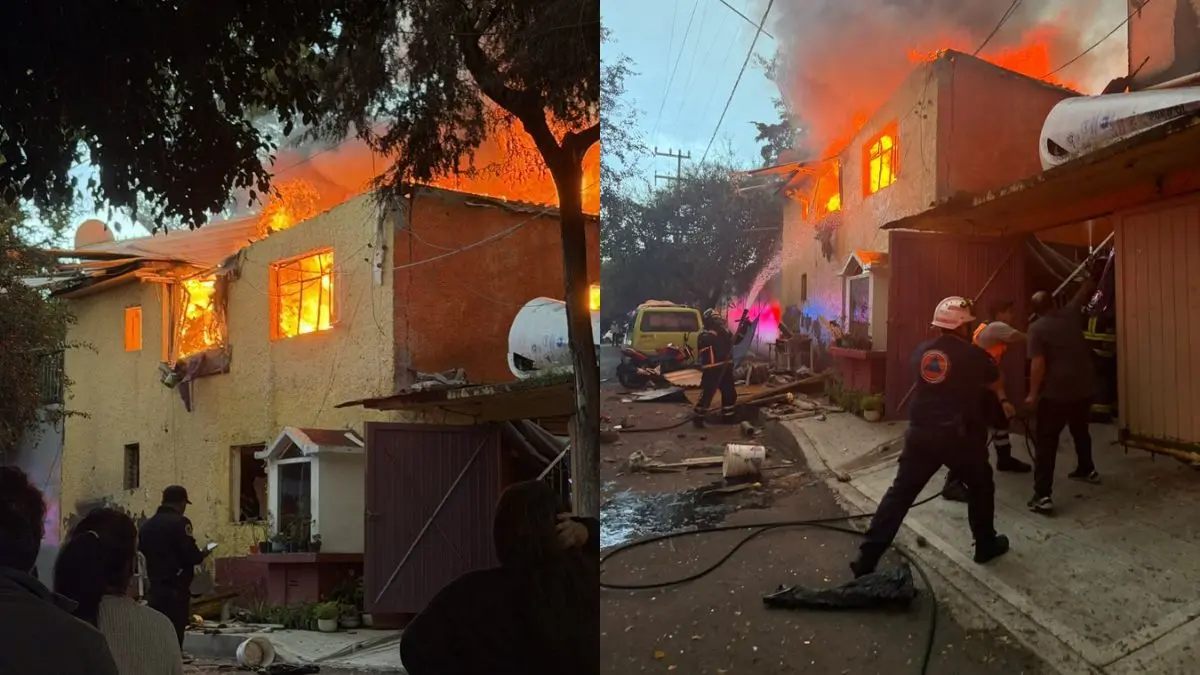 Explosión de tanque de gas provoca fuerte incendio en vivienda de Álvaro Obregón; reportan tres heridos