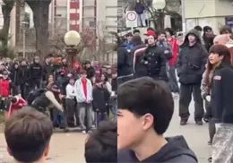 VIDEO | Jóvenes son atacados con piedras y botellas durante batalla de aura