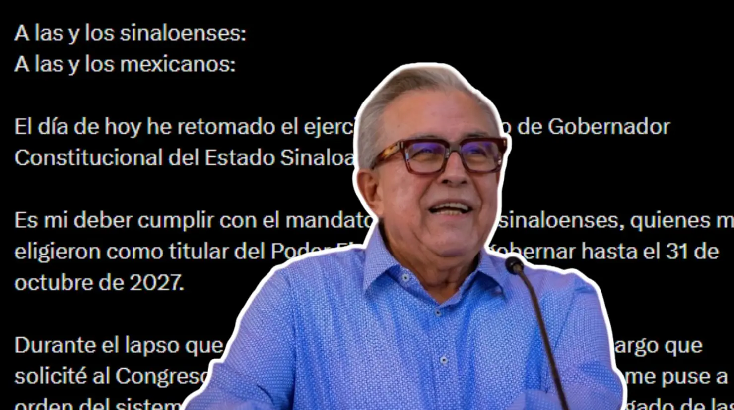 Rubén Rocha Moya retoma su cargo como gobernador de Sinaloa después de 112 días