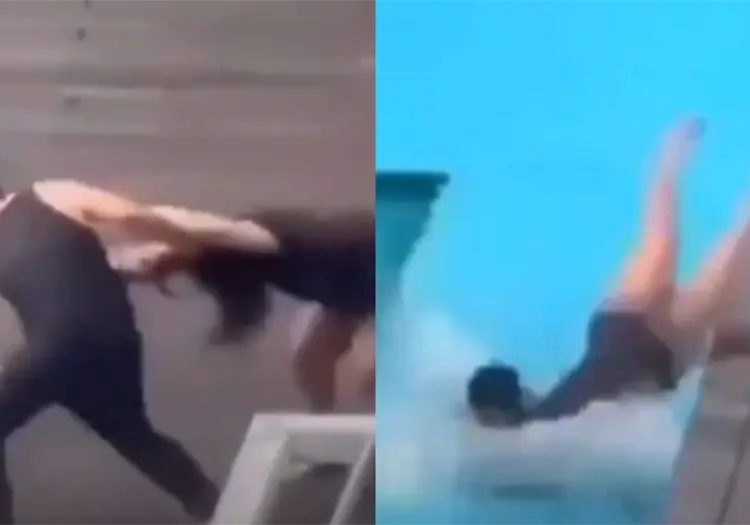 VIDEO | Hombre intenta ahogar a su esposa en una piscina durante su luna de miel