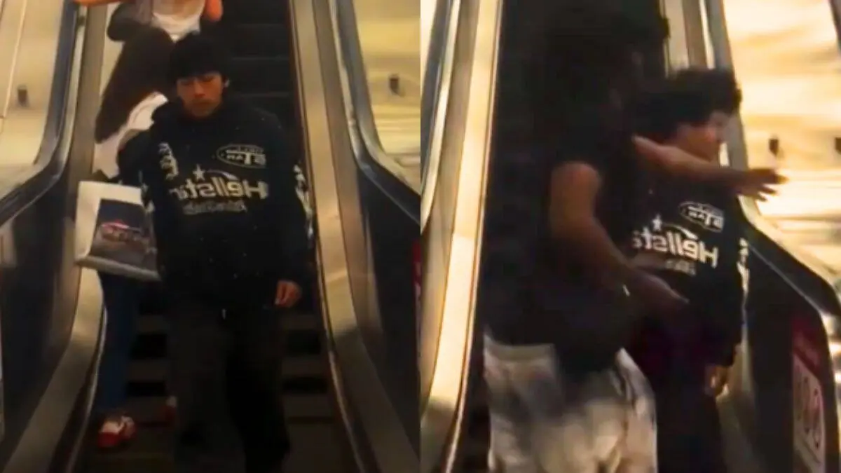 VIDEO | Joven intenta “farmear aura” en las escaleras del Metro y termina recibiendo una cachetada