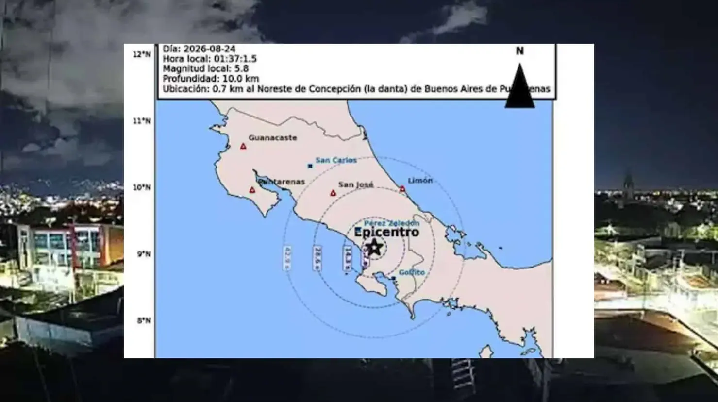 Dos fuertes sismos sacuden Costa Rica durante la madrugada de este lunes; registran más de 30 réplicas