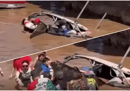 VIDEO | Rescatan a familia al quedar atrapada en el agua en el Yecorazo 2026
