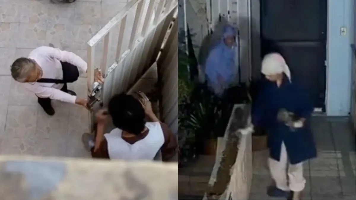 VIDEO | Captan a dos mujeres arrojando y embarrando supuesto excremento en edificio de Coyoacán