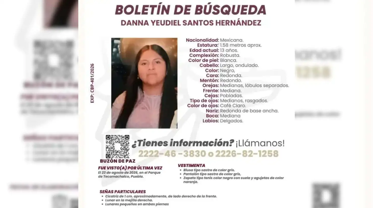 Buscan a Danna Yeudiel, joven de 13 años en Puebla; su padrastro se la habría llevado
